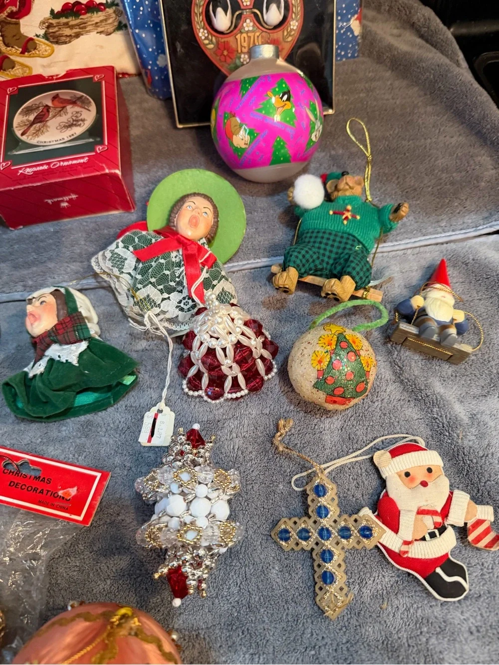 Vintage Christmas Wrapping Paper Gift Tags Ornaments Ketchy 70’’s 80’s Lot